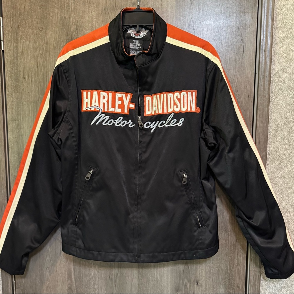 Harley-Davidson Black Performance Jacket with Orange and Cream Stripes